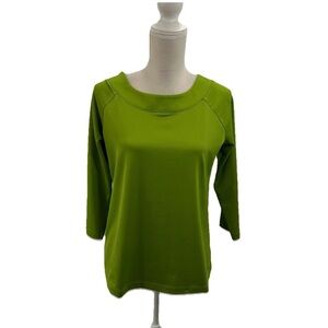 NWOT Susan Graver Essentials Green Polyester T-Shirt Women’s Small 3/4 Sleeves
